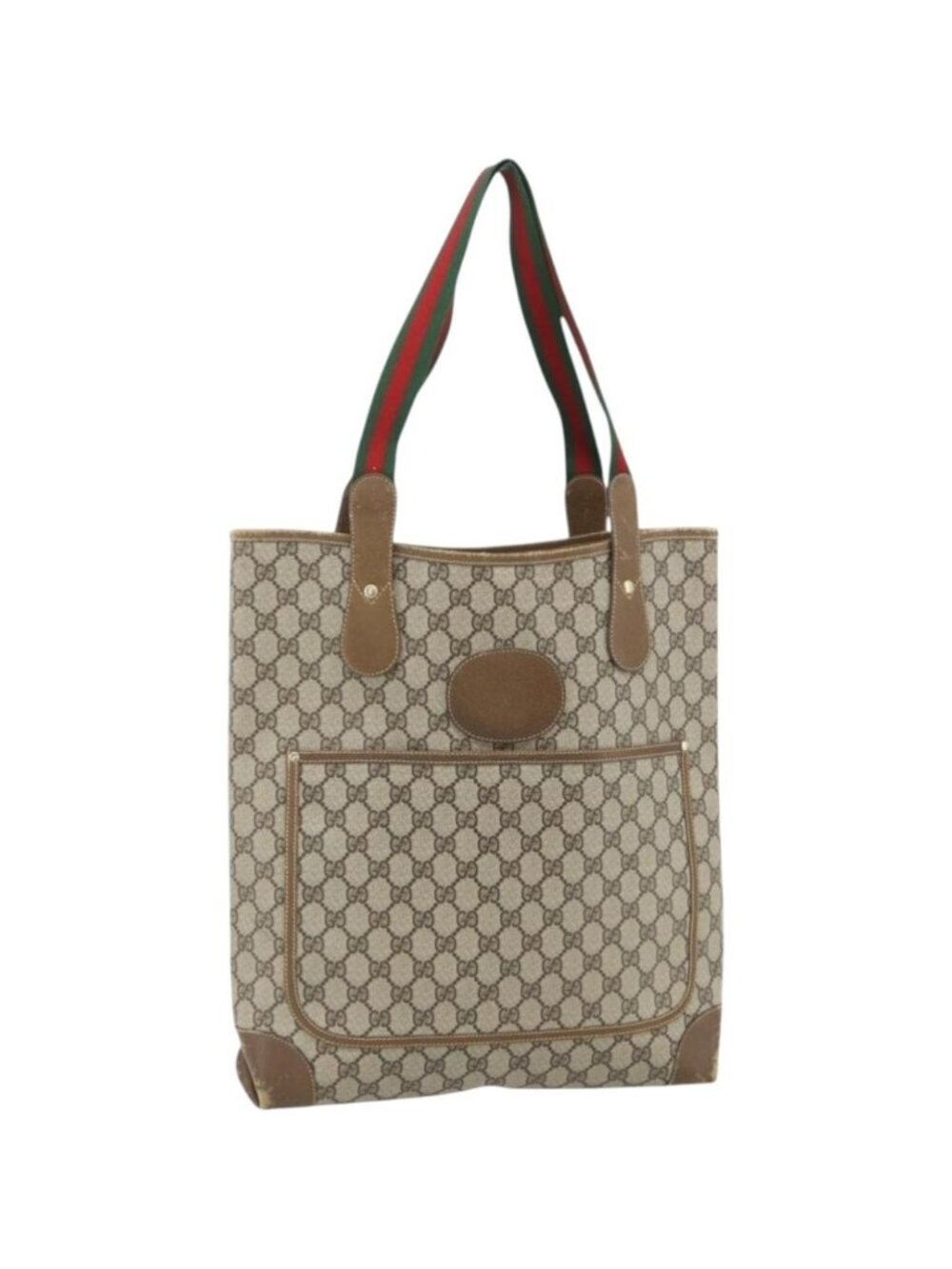 GUCCI GG Supreme Web Sherry Line Tote Bag PVC Beige Red 002 904 0223